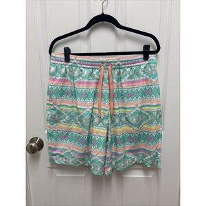Chubbies Swim Trunk Mens large Green En Fuego Aztec Board Shorts Lined - Size XL